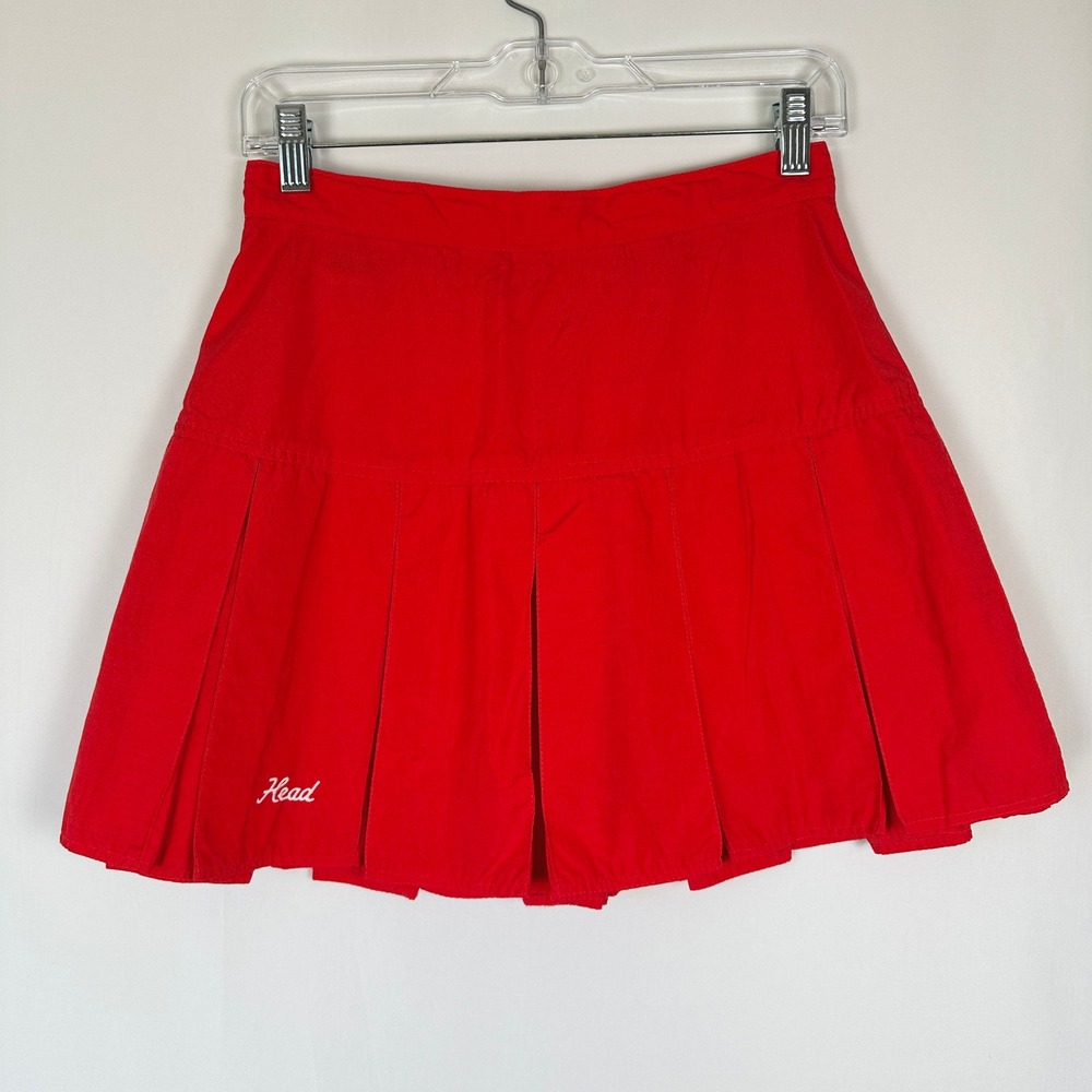 Vintage Head Sportswear Red Pleated Tennis Skirt Womens 10 USA Nylon Pickleball